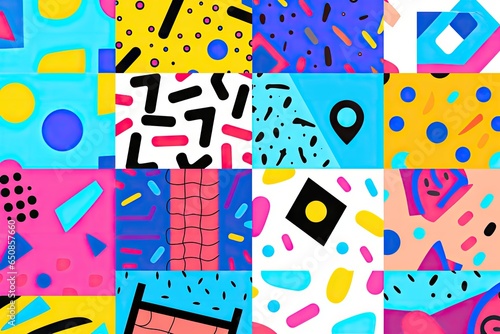 Creative doodle wallpaper background art header with different shapes and textures.