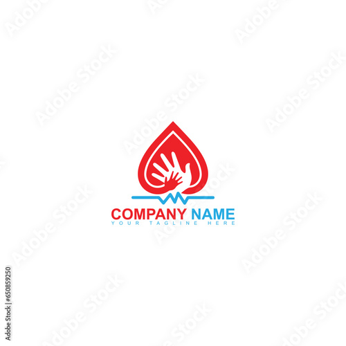 hand palm care love symbol vector and health care logo