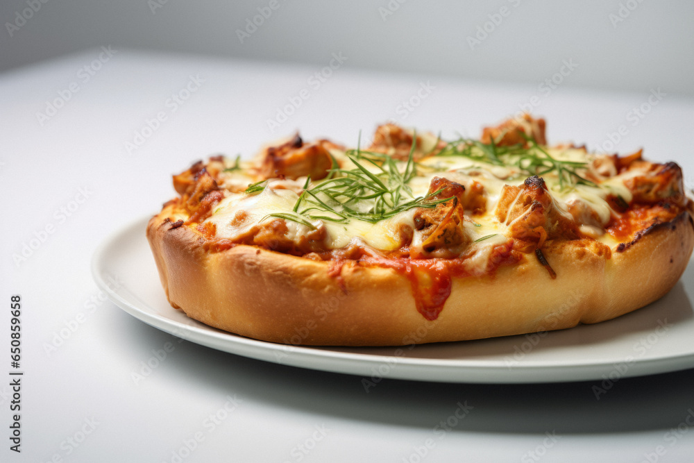 Rome pizza on white plate and white background. Rome pizza on white plate and white background.