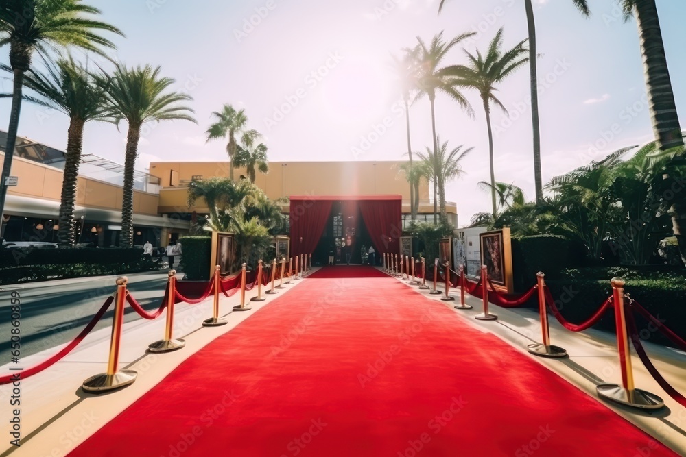 The red carpet waiting for the stars to appear at the awards ceremony ...