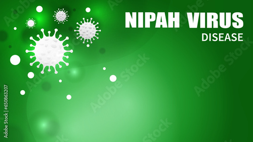 Nipah virus concept. Microscope virus close up, Nipah henipavirus, Hendra virus, newly emerging zoonotic infection with acute respiratory syndrome and severe encephalitis, 3D illustration.