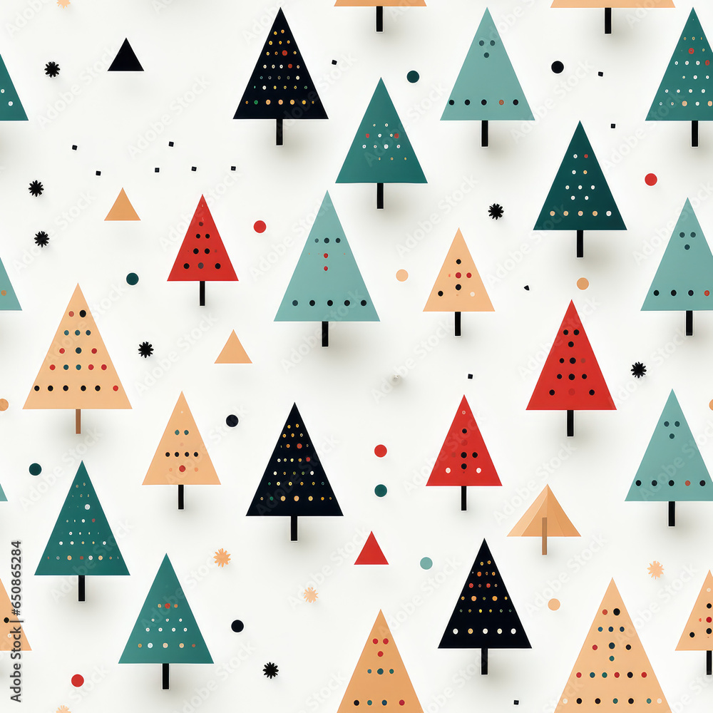 Christmas trees simple minimalistic cartoon repeat pattern Christmas trees simple minimalistic cartoon repeat pattern
