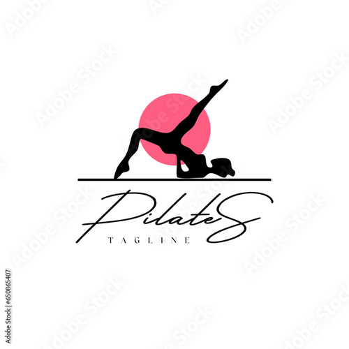 Trainer Pilates Woman Silhouette creative vector logo design