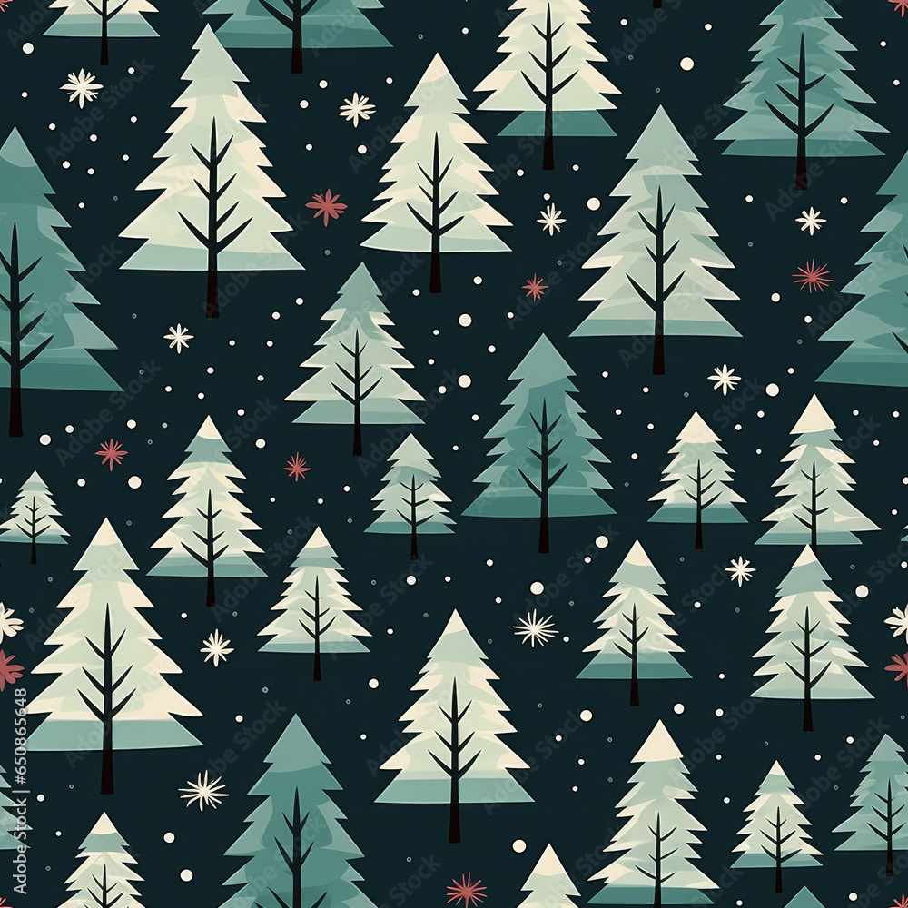 Christmas trees simple minimalistic cartoon repeat pattern