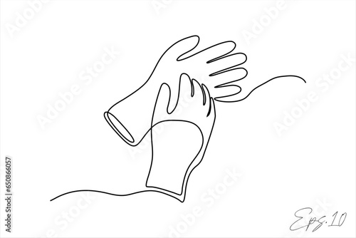 gloves continuous line vector illustration