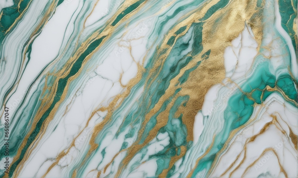 Marble Background. White Turquoise Green Marbled Texture with Gold Veins. Abstract luxury background for Wallpaper, Banner, invitation, website.