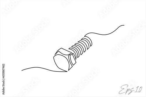 bolt continuous line art vector illustration