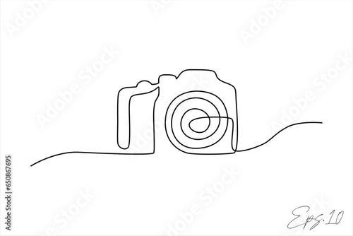 digital camera continuous line art vector illustration
