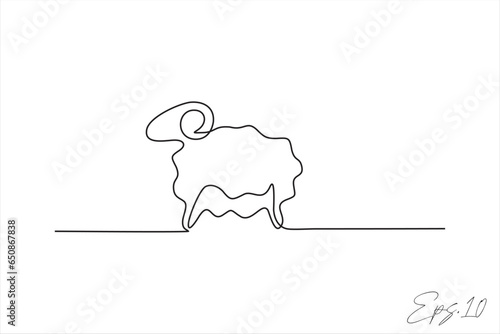 continuous line vector illustration design of sheep