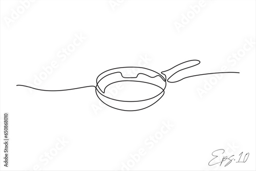 continuous line vector illustration design of teflon pan
