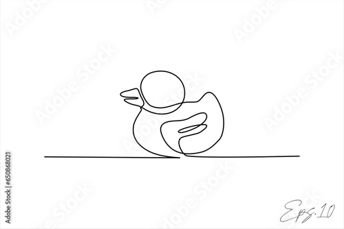 continuous line vector illustration design of one swimming duck