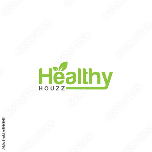 wealthy word logo with leaf vector illustration design and health care logo