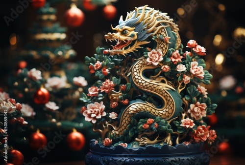 Wallpaper Mural Christmas tree decorated in the style of the year of the dragon Torontodigital.ca