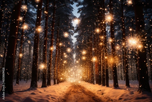 Fototapeta Naklejka Na Ścianę i Meble -  New Year magic forest