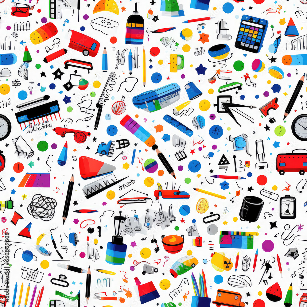 Back to school cartoon doodles repeat pattern Back to school cartoon doodles repeat pattern