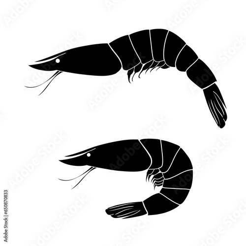 Shrimps Silhouette. Isolated on white background