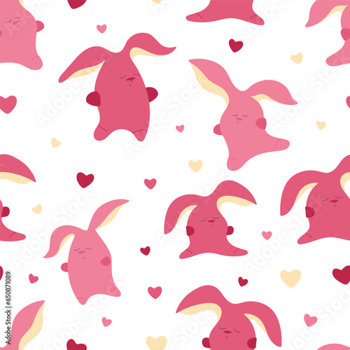 Rabbits bunnies pattern. Lovely bunnies for romantic holidays.