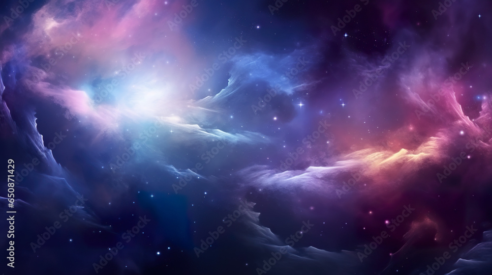 Obraz premium Vibrant cosmic nebula with stars in the night sky, embodying the wonders of space, astronomy, and the background of a supernova wallpaper