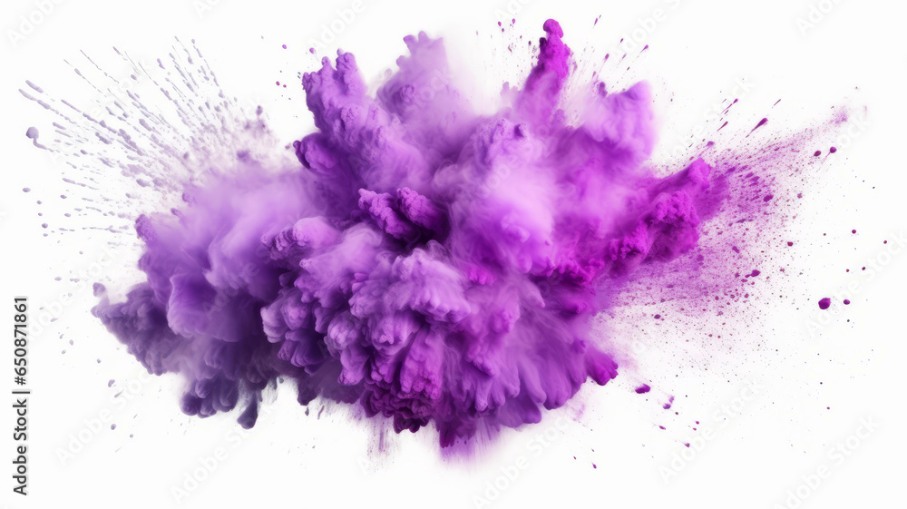 bright purple lilac holi paint color powder festival explosion burst . - obrazy, fototapety, plakaty 