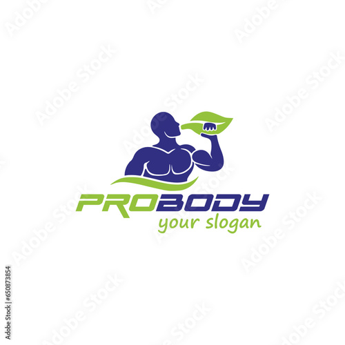 natural eco health fitness logo design vector