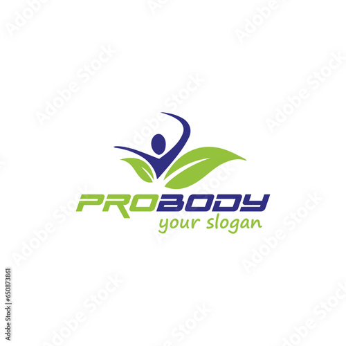 natural eco health fitness logo design vector