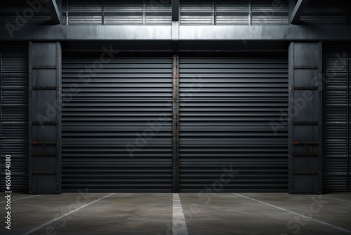 Shutters gates steel doors loading section garage view .