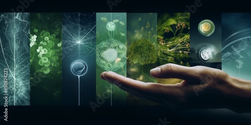 Capturing Nature and Sustainability in Shots with the Style of Technological Design, Featuring Symbolic Elements that Showcase the Intersection of Environmental Progress and Modern Innovation