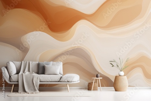 Abstract monitor wallpaper as background inspired by nature, with organic forms and soothing earth tones for a calming ambiance - Generative AI