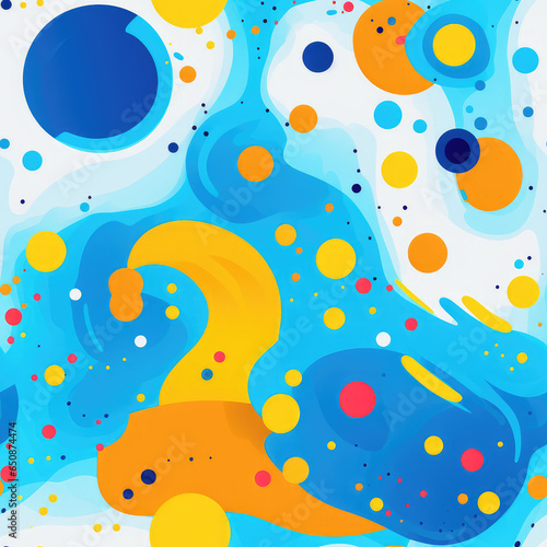 Overlapping shapes abstract colorful repeat pattern
