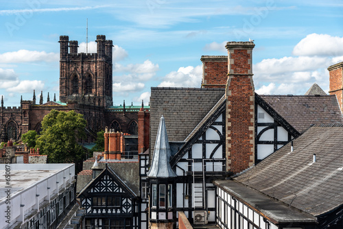 Obraz na płótnie Chester is a walled city in Cheshire, England, famous for its Tudor-style half-timbre buildings. w salonie