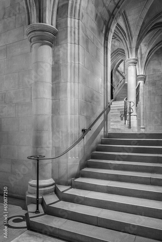 Black and white shot of the Washington National Cathedral in Washington photo
