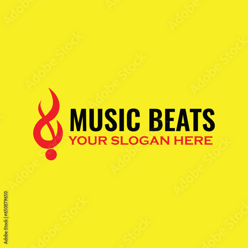 musical beats logo design vector