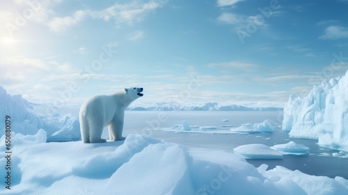 A majestic polar bear standing atop an icy throne © cac_tus