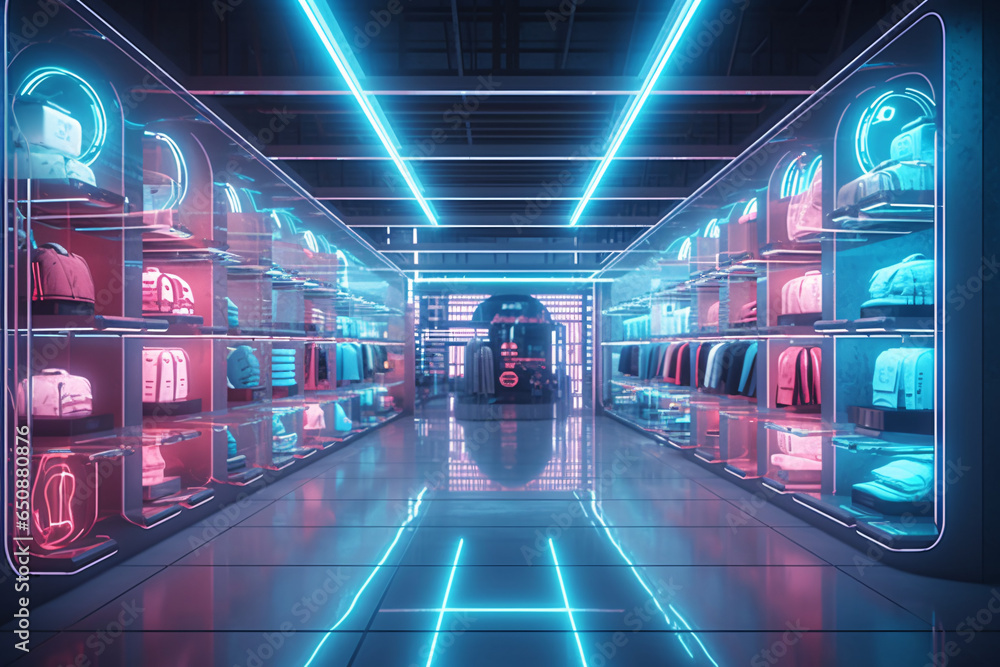 Fototapeta premium Futuristic Online Shopping E-Commerce