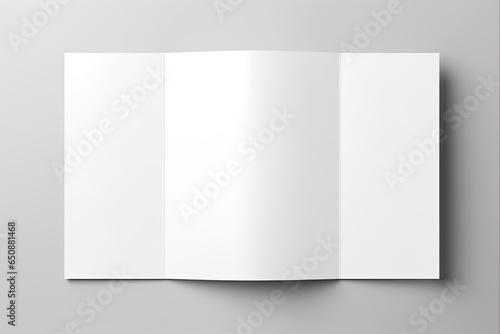 Blank A4 A5 Gatefold Brochure White Paper Mockup for Business Card or Note with Empty Space. Template Design for Booklet photo