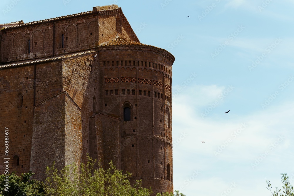 Photo shows the exterior of the Church of San Pietro in Tuscania