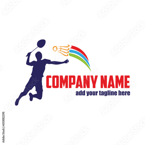 badminton sports logo design vector