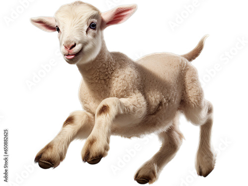 Playful Lamb Jumping, No Background