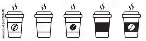 Hot coffee cup vector icon. Paper coffee cup icon isolated on white background.