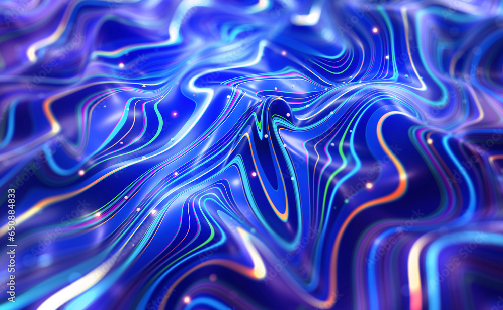 Fototapeta premium Abstract data swirl. Wavy field of tangled strings 3D illustration. The magic and beauty of mysterious feelings