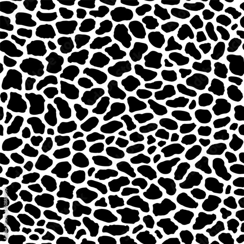 Seamless black and white snowy leopard, ocelot or wild cat fur pattern print