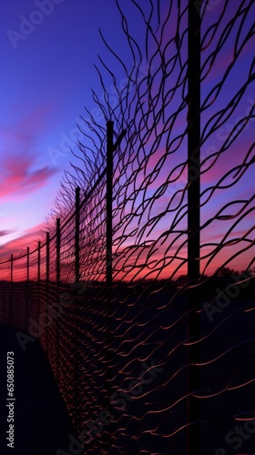 A beautiful sunset behind a fence