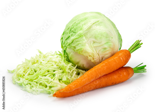 Obraz na płótnie cabbage and carrots isolated on white background w salonie