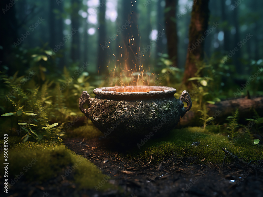 Horror's favorite vessel: witch cauldron. AI Generation. Horror's favorite vessel: witch cauldron. AI Generation.