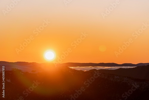 Wallpaper Mural Aerial view of a mountain range at sunset Torontodigital.ca