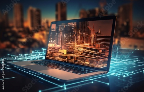 Background image for construction and design of electronic document management system-themed website. Generative in ai