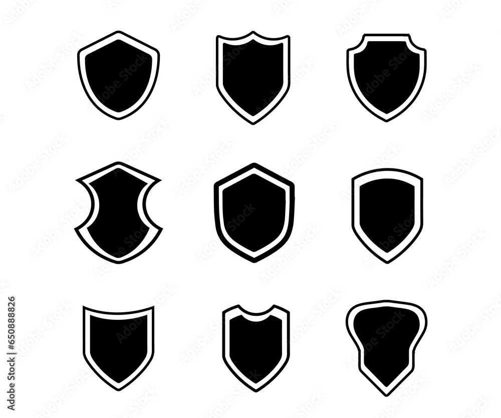 Shield set collection. Badge quality symbol, sign, logo or emblem. check mark padlock. protect shield. crypto security vector illustration Shield set collection. Badge quality symbol, sign, logo or emblem. check mark padlock. protect shield. crypto security vector illustration