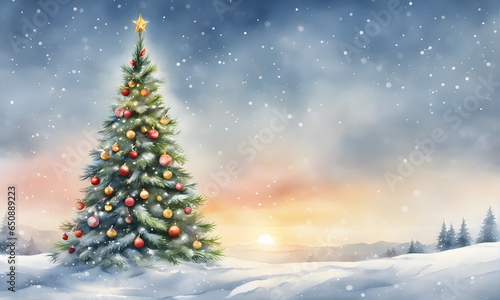 Beautiful Christmas Winter Background Digital Template Design - ai generated © amonallday