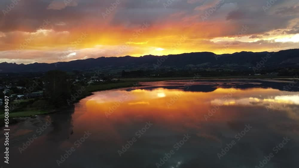 New Zealand Sunset over natural lake New Zealand Sunset over natural lake