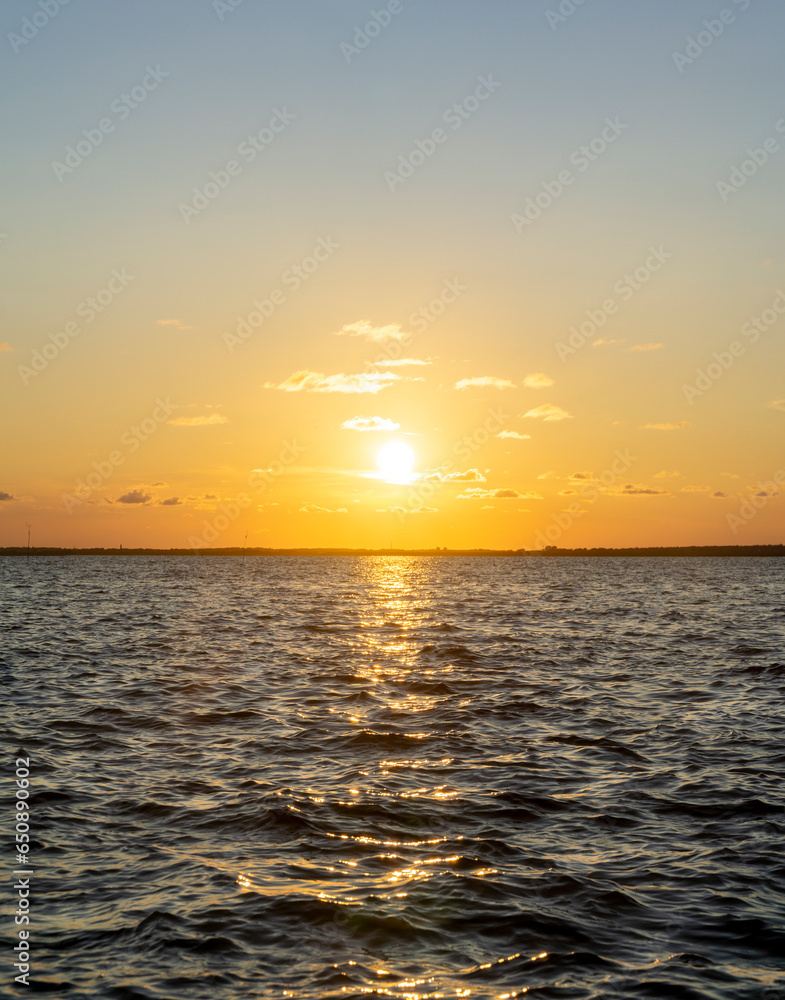 Beautiful shot of ocean sunset waves
